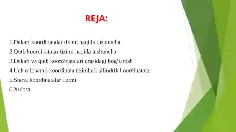 Dekart va qutb koordinatalari orasidagi bog'lanish 3