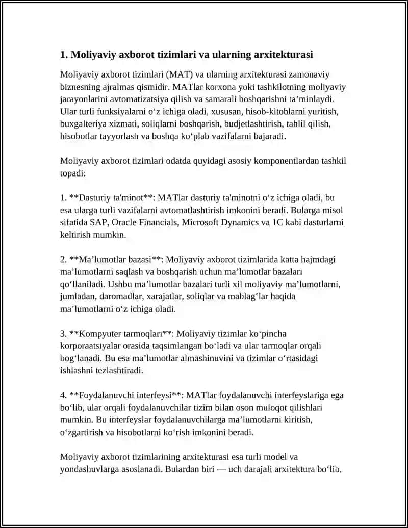 Moliyaviy axborot tizimlari va ularning arxitekturasi 3