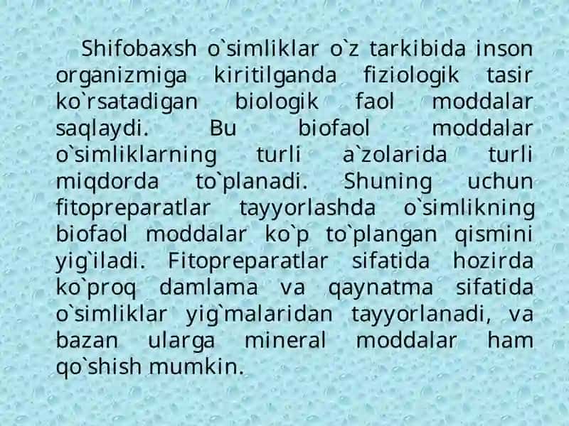 Fitopreparatlar va ularning qo`llanilishi 3