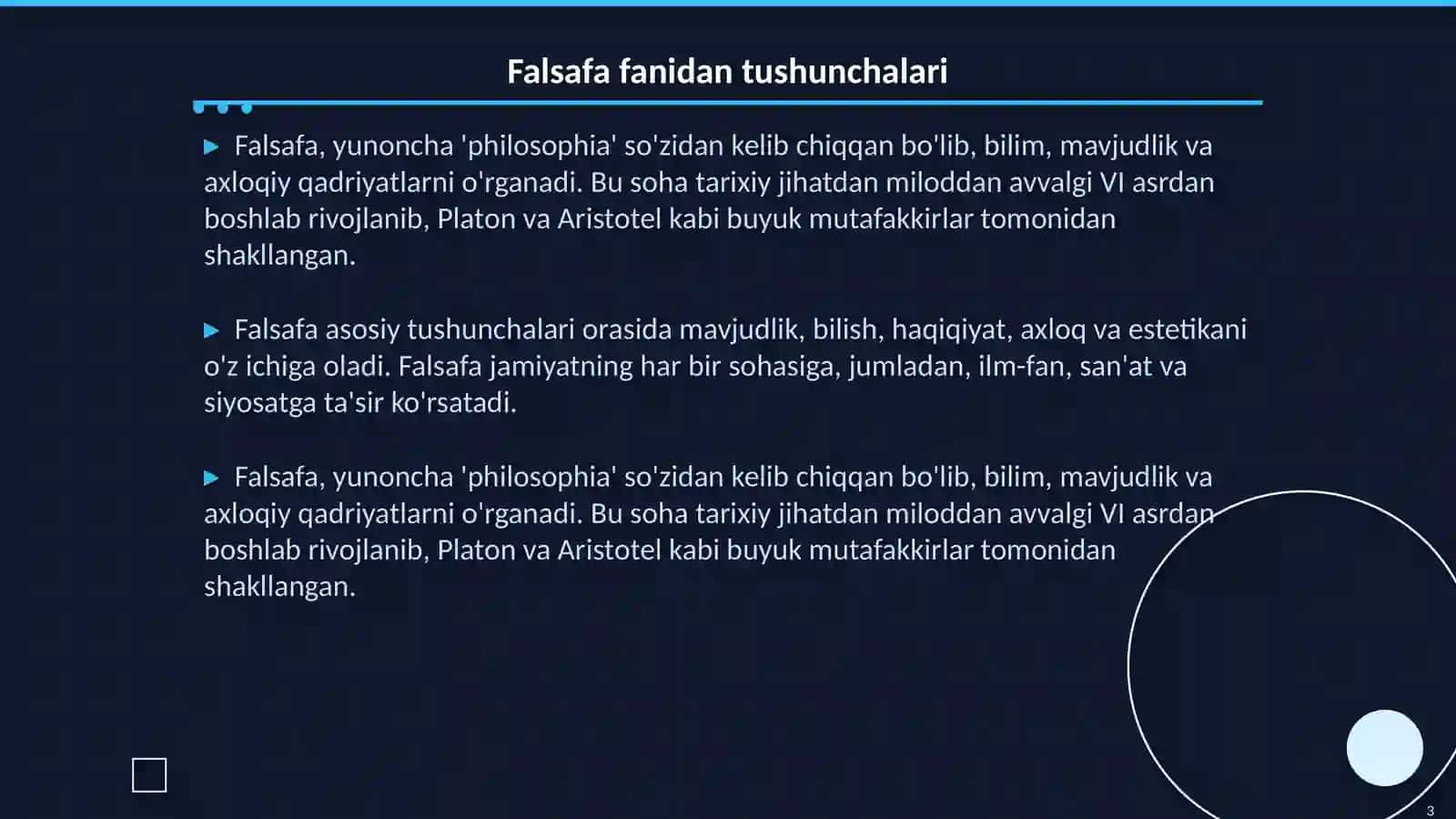 Falsafa fanidan Mavzu: mantiq tafakkur bilish jamiyat falsafasi 3