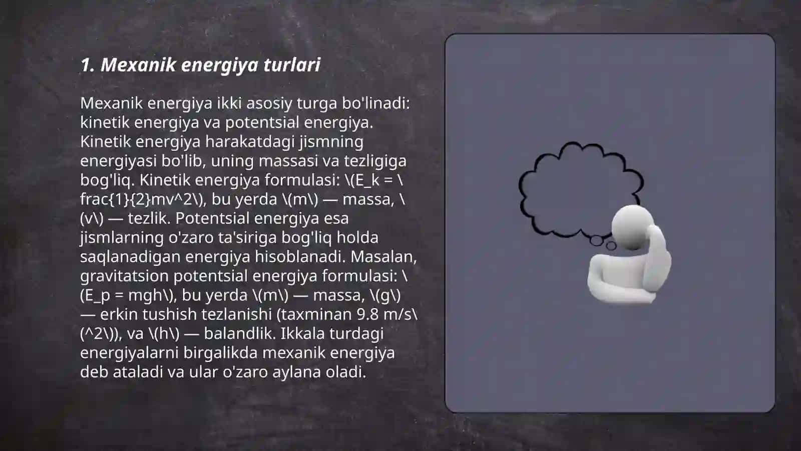 Toʻliq mexanik energiya 3