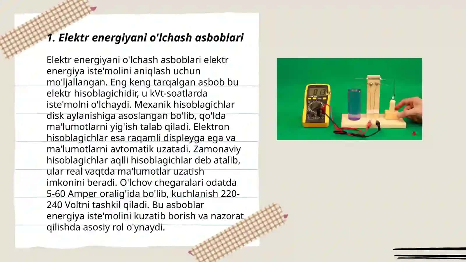 Elektr energiyani o'lchash asboblari 3