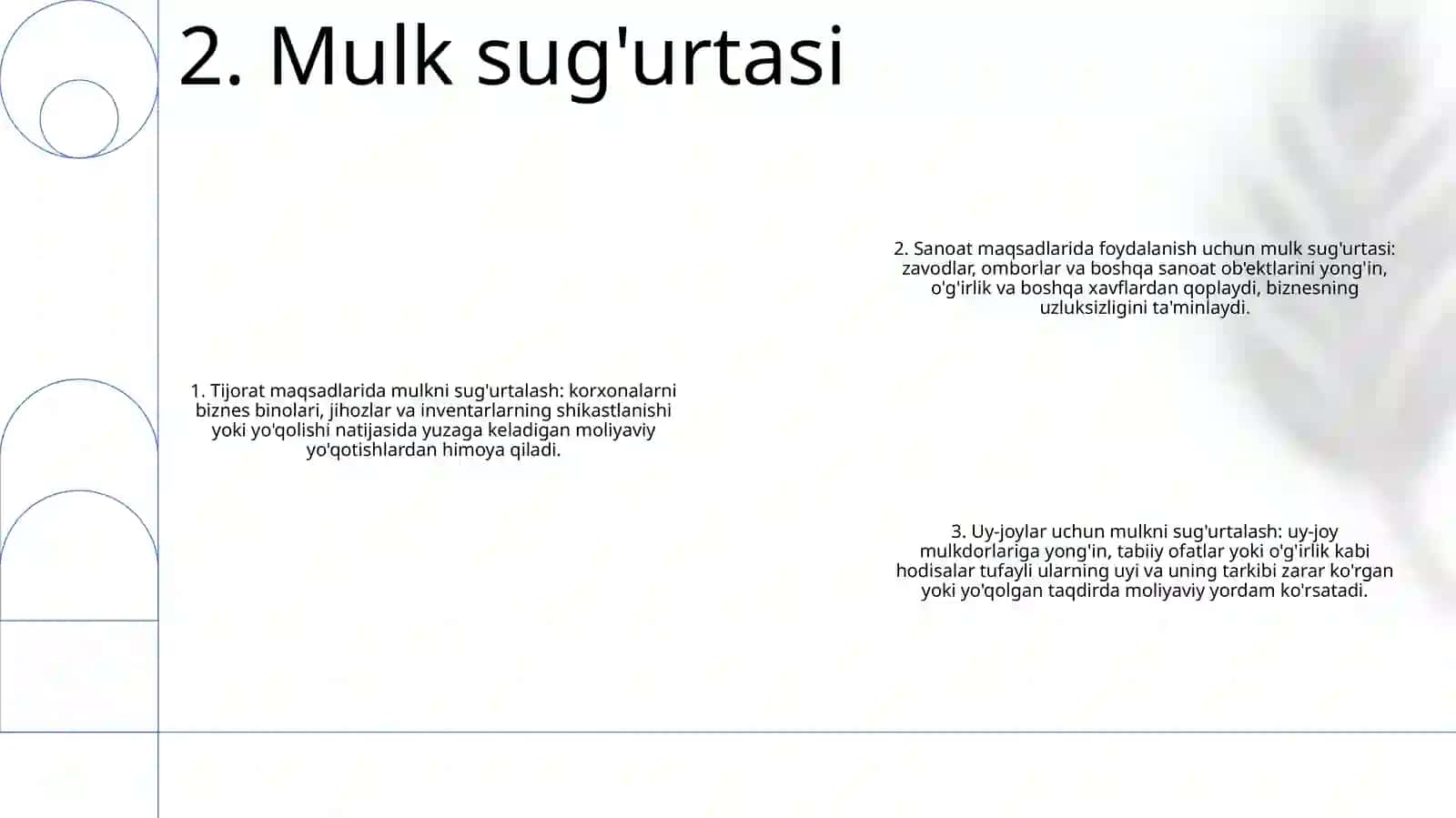Sugurta Xizmatlaridan Foydalanish Sohalari Boyicha Tasniflash 3