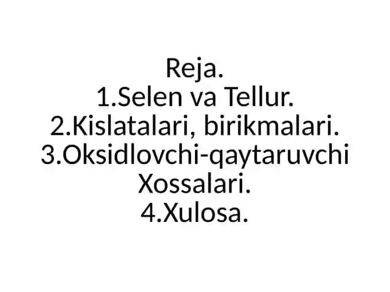 Selen va Tellur kislatalarining qatirida oksidlovchilik-qaytaruvchilik xossalarining o'zgarishi 3