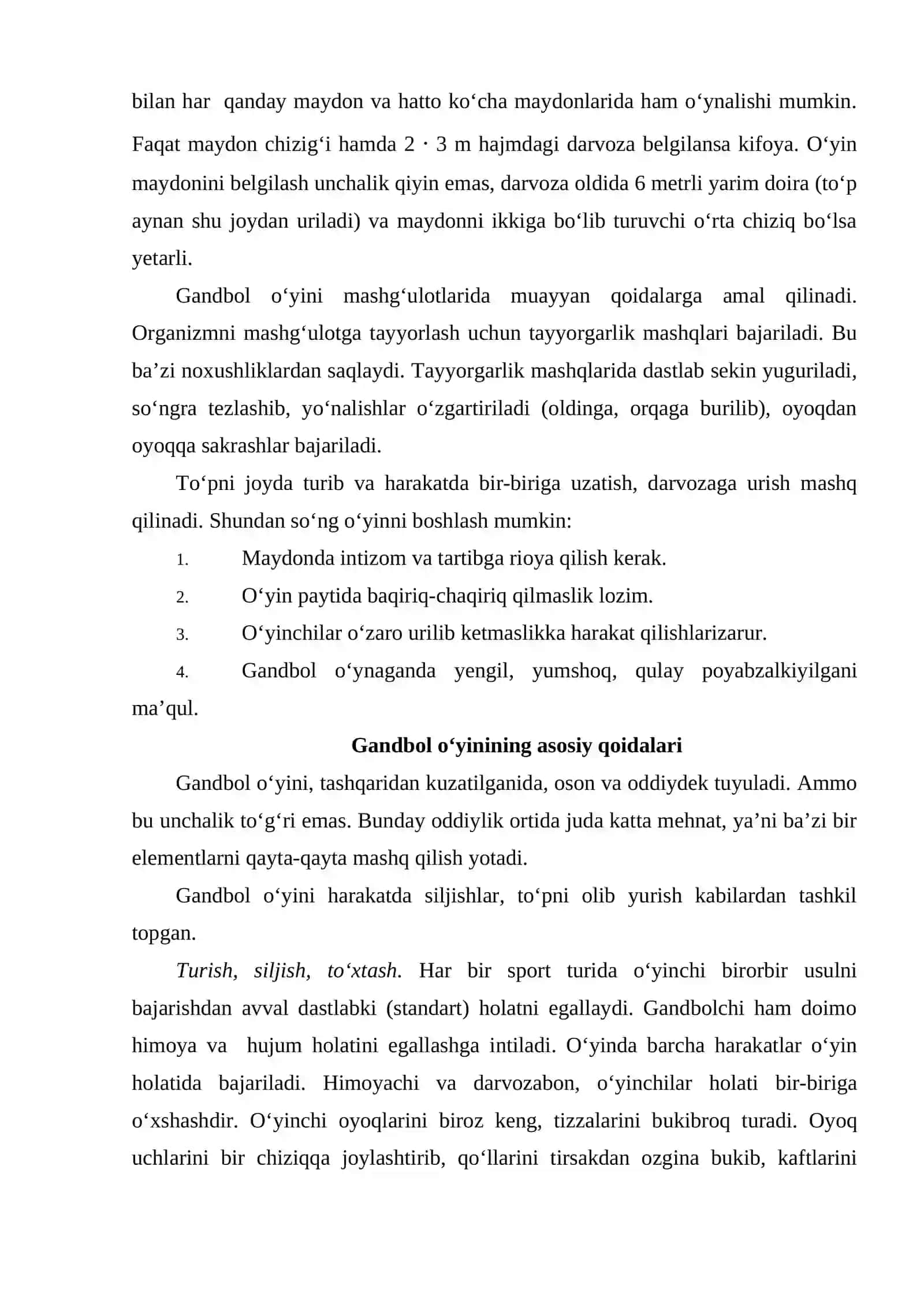 Qo'l to'pi o'yinida musobaqa qoidalari 3