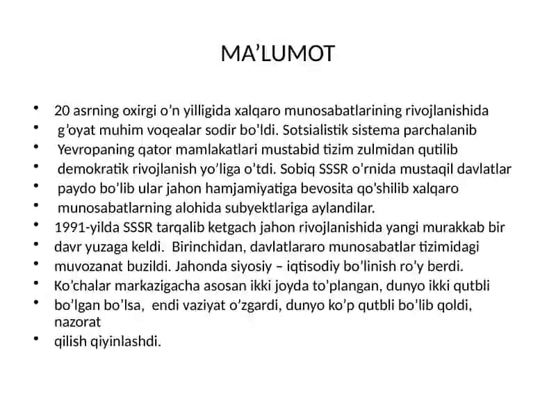 O’zbekiston dunyo hamjamiyatining teng huquqlia’zosi 3