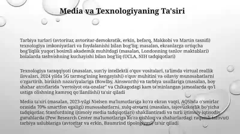 Tarbiyaga ta'sir etuvchi omillar. Tarbiya nazariyasi va tarbiya turlari 3