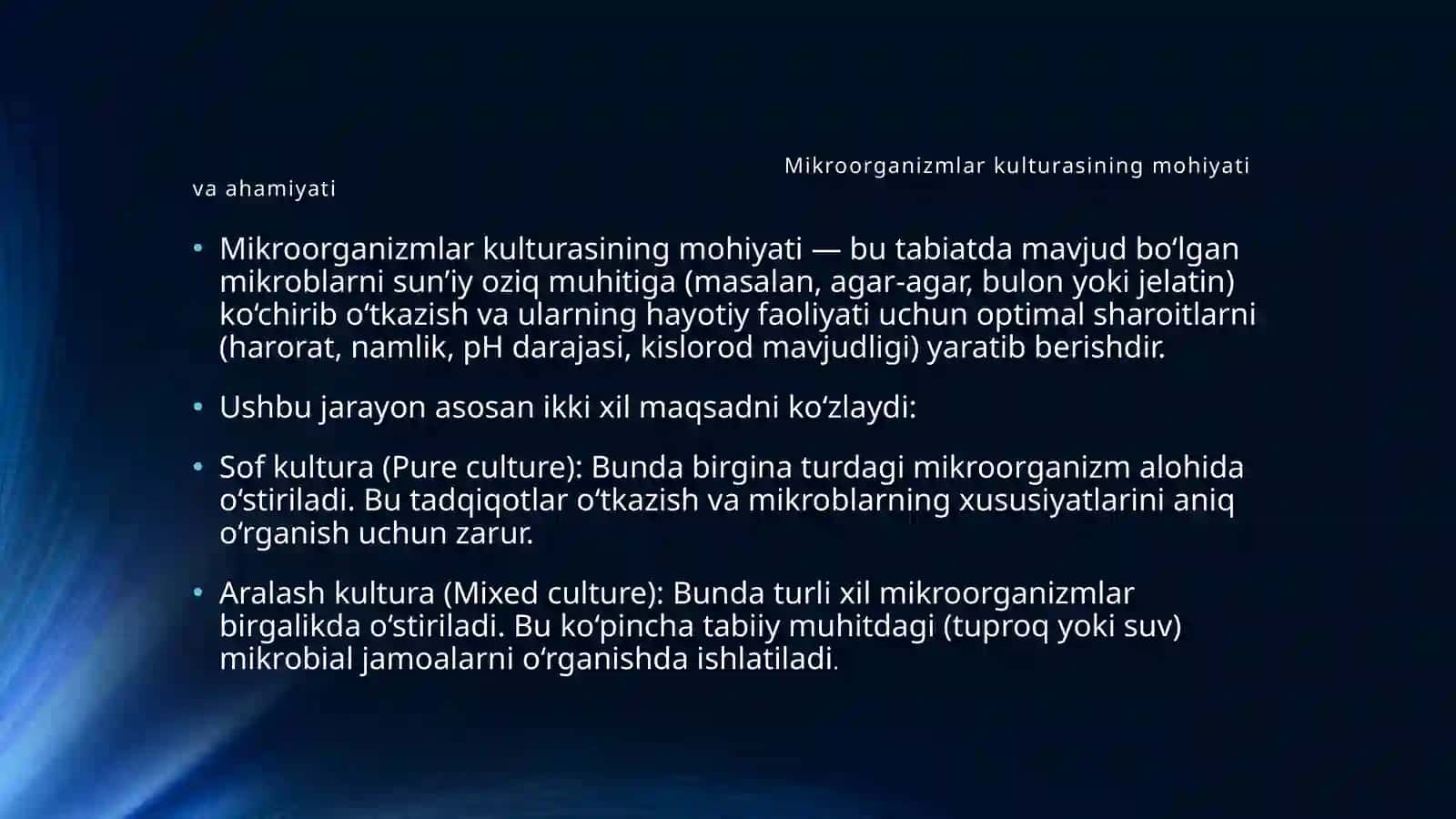 Mikroorganizmlarning kulturasining biotexnologik jarayonlari 3