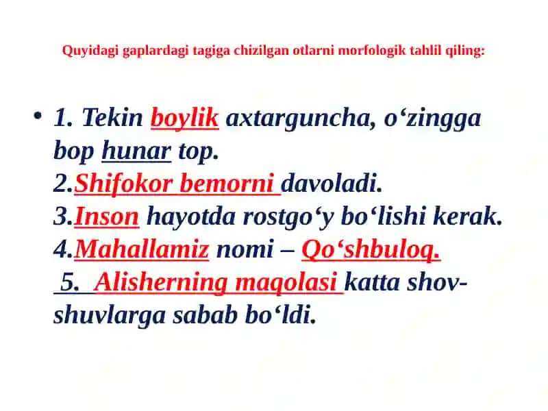 otso’z turkumi da so’zlar ni tahlil qilish 3