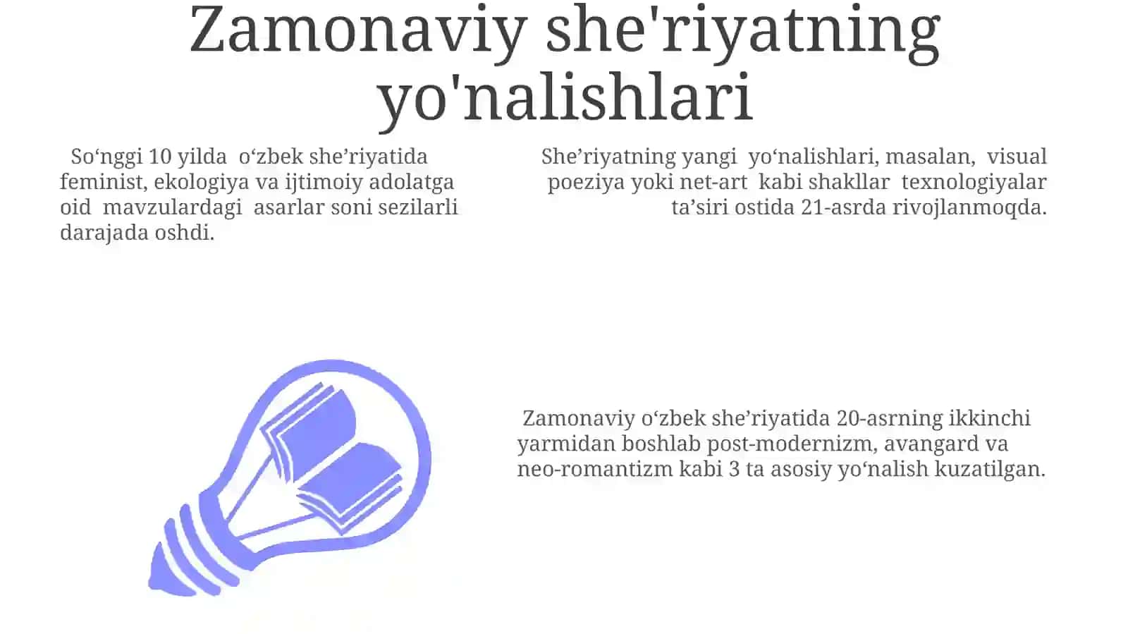Zamonaviy she'riyatning yo'nalishlari 3