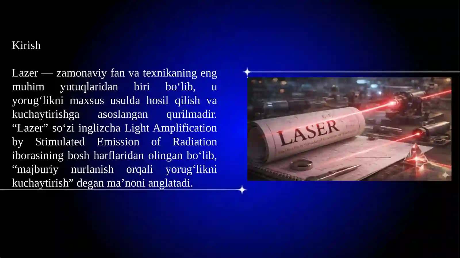 LAZER FIZIKASIDAN SLAYD ISHI 3