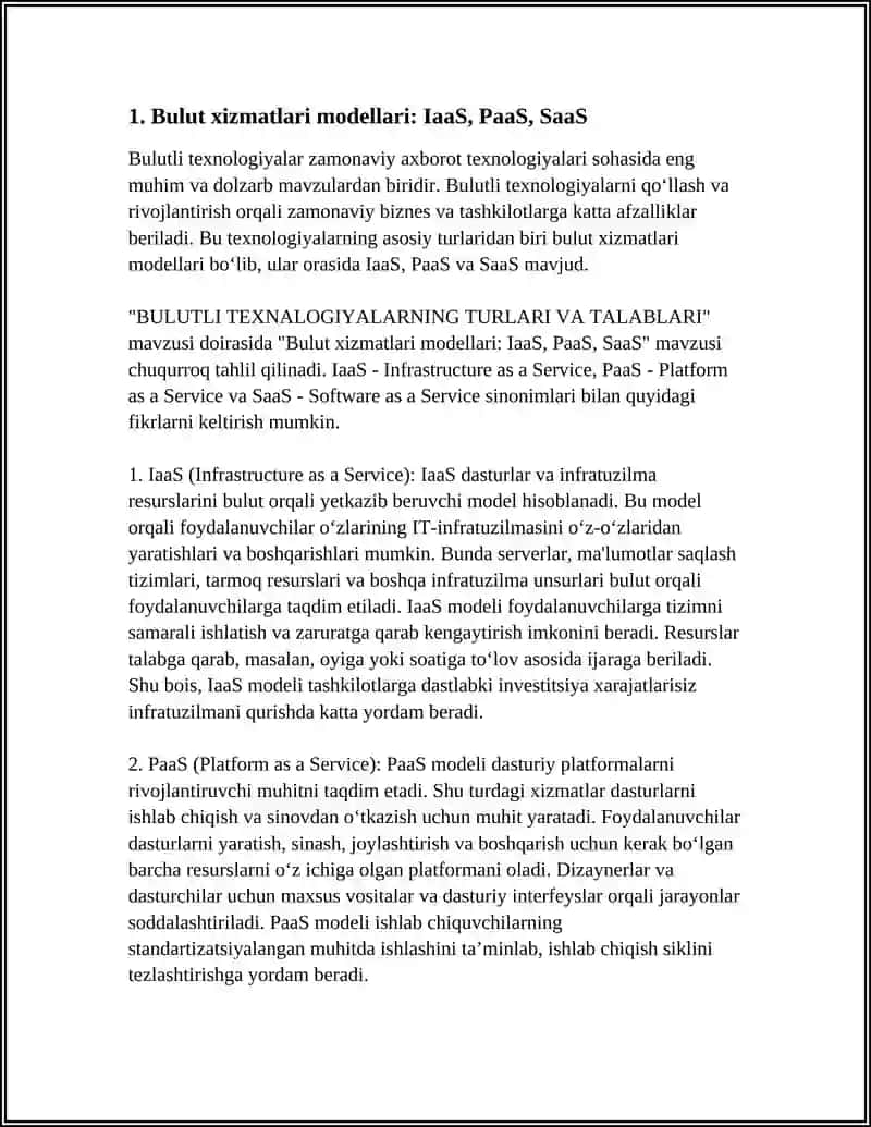 BULUTLI TEXNALOGIYALARNING TURLARI VA TALABLARI 3