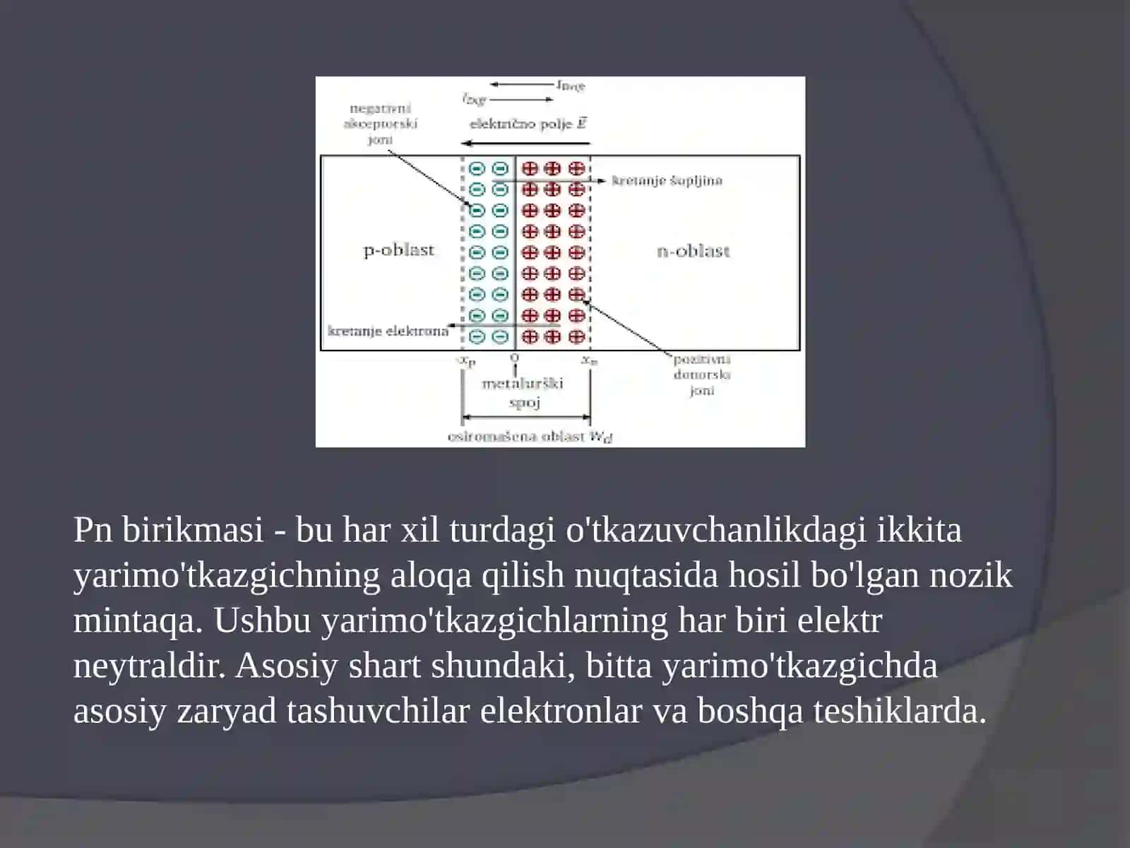 P-n o’tishlarning xosil bo’lishi. To’g’ri va teskari ulash 3