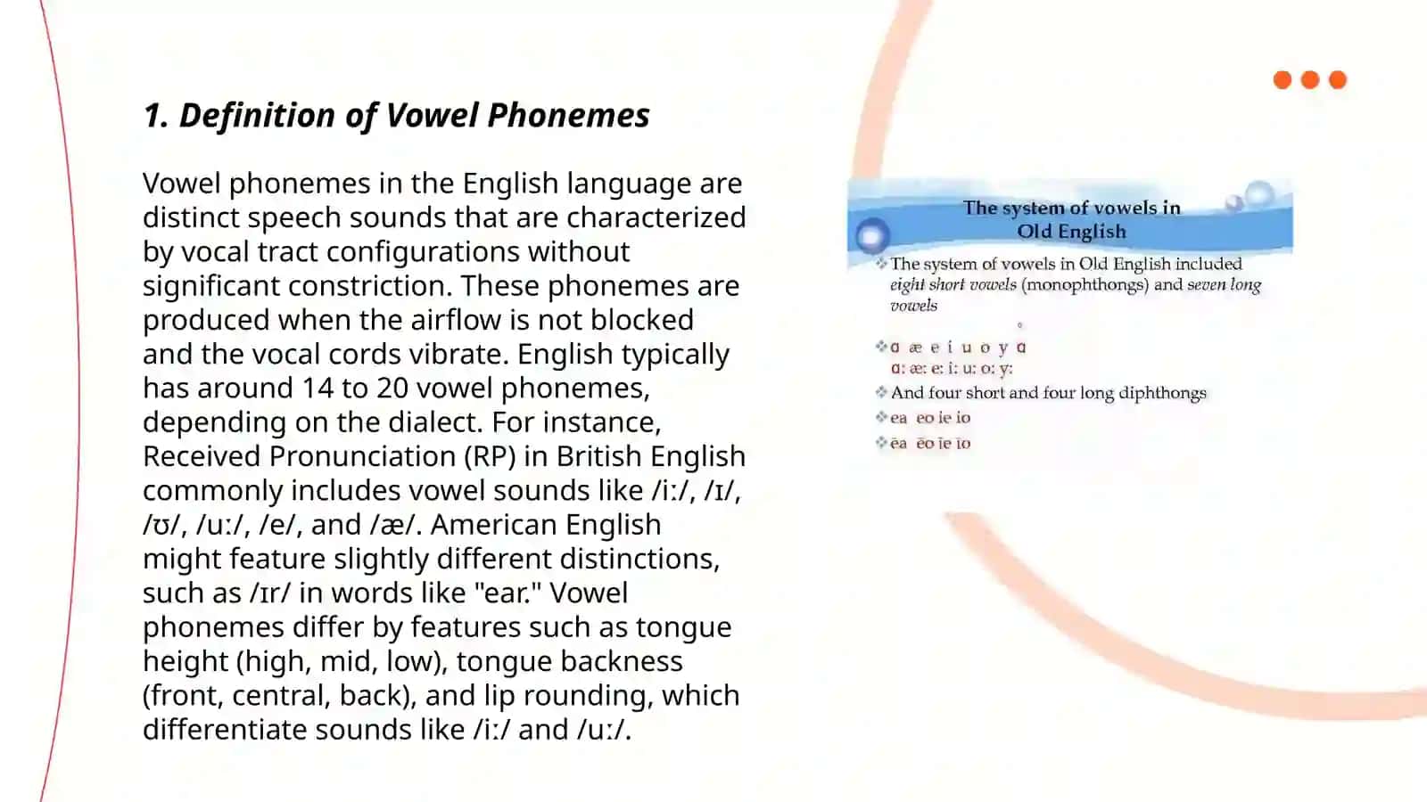 The system of vowel phonemes in English 3