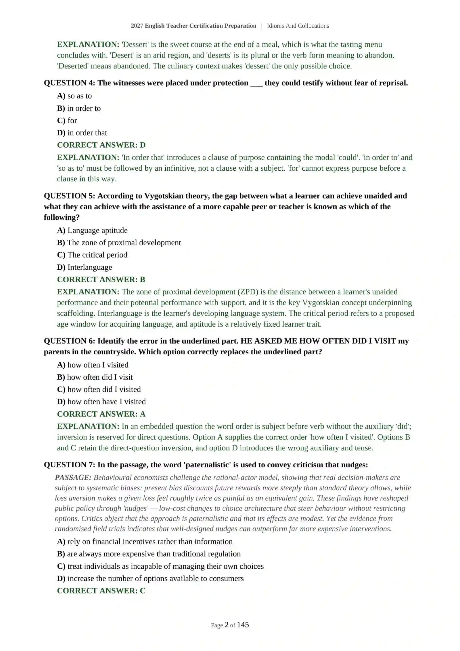 ADVANCED ENGLISH TEACHER CERTIFICATION - IDIOMS AND COLLOCATIONS - 2027 CERTIFICATION PREPARATION 3