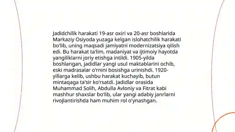 Jadid ma'rifatparvarlarining o'lka ijtimoiy-ma'naviy hayotida tutgan o'rni 3
