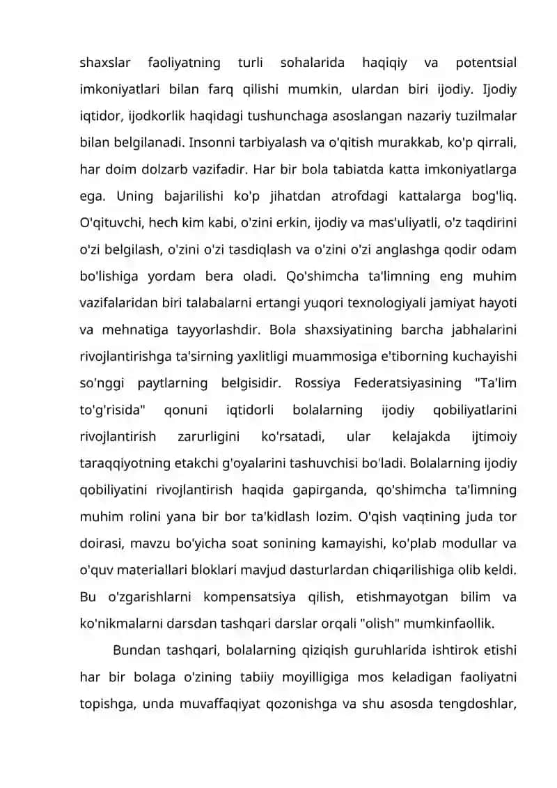 Maktabgacha ta’limda ijodiy ishlarni tashkil qilish va uni boshqarish turlari 3