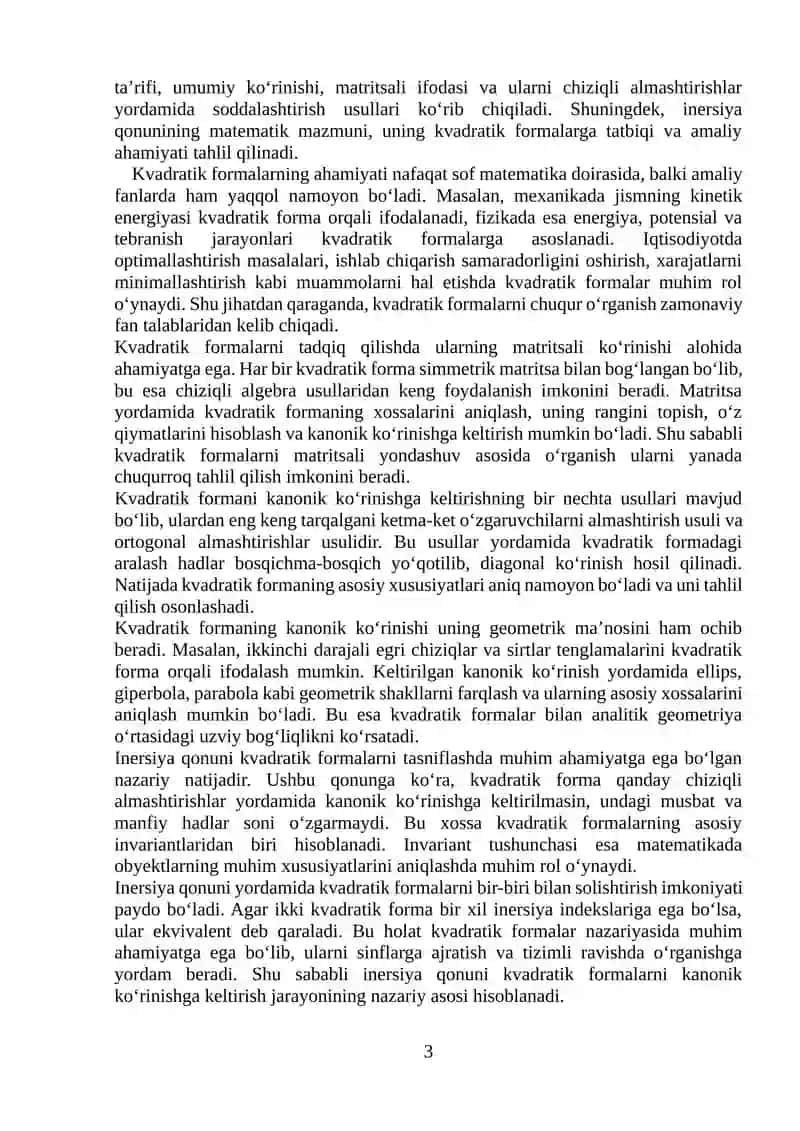 Kvadratik formalarni o'rganish 3
