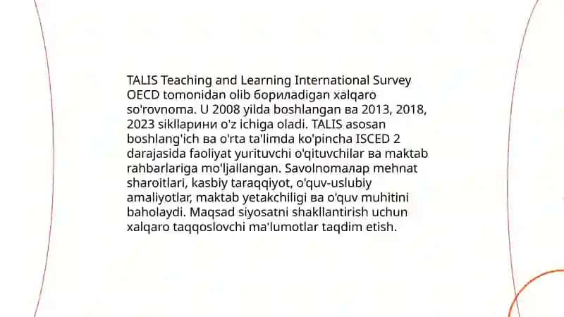 TALIS xalqaro baholashdasturi 3