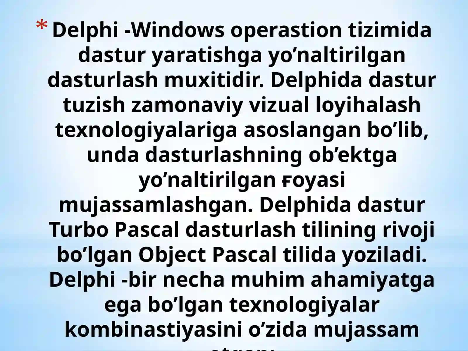 Delphi dasturlari. Loyiha va modul 3