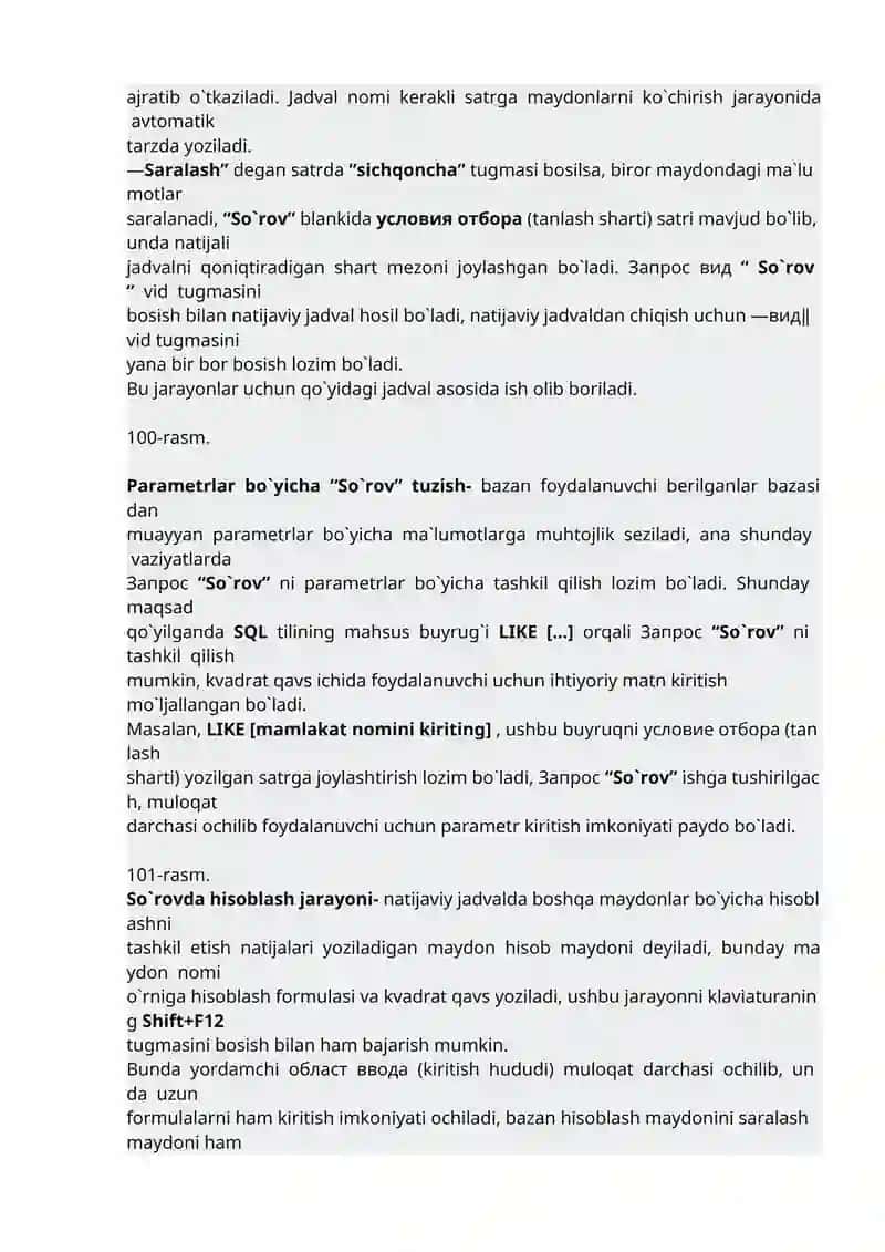 Berilganlar bazasida so'rovlar bilan ishlash jarayonlari 3