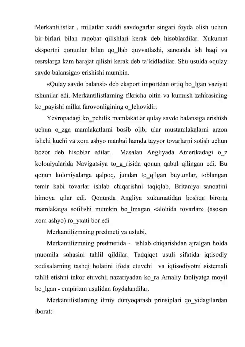 Rivojlangan Merkantelizm iqtisodiy ta’limoti 3