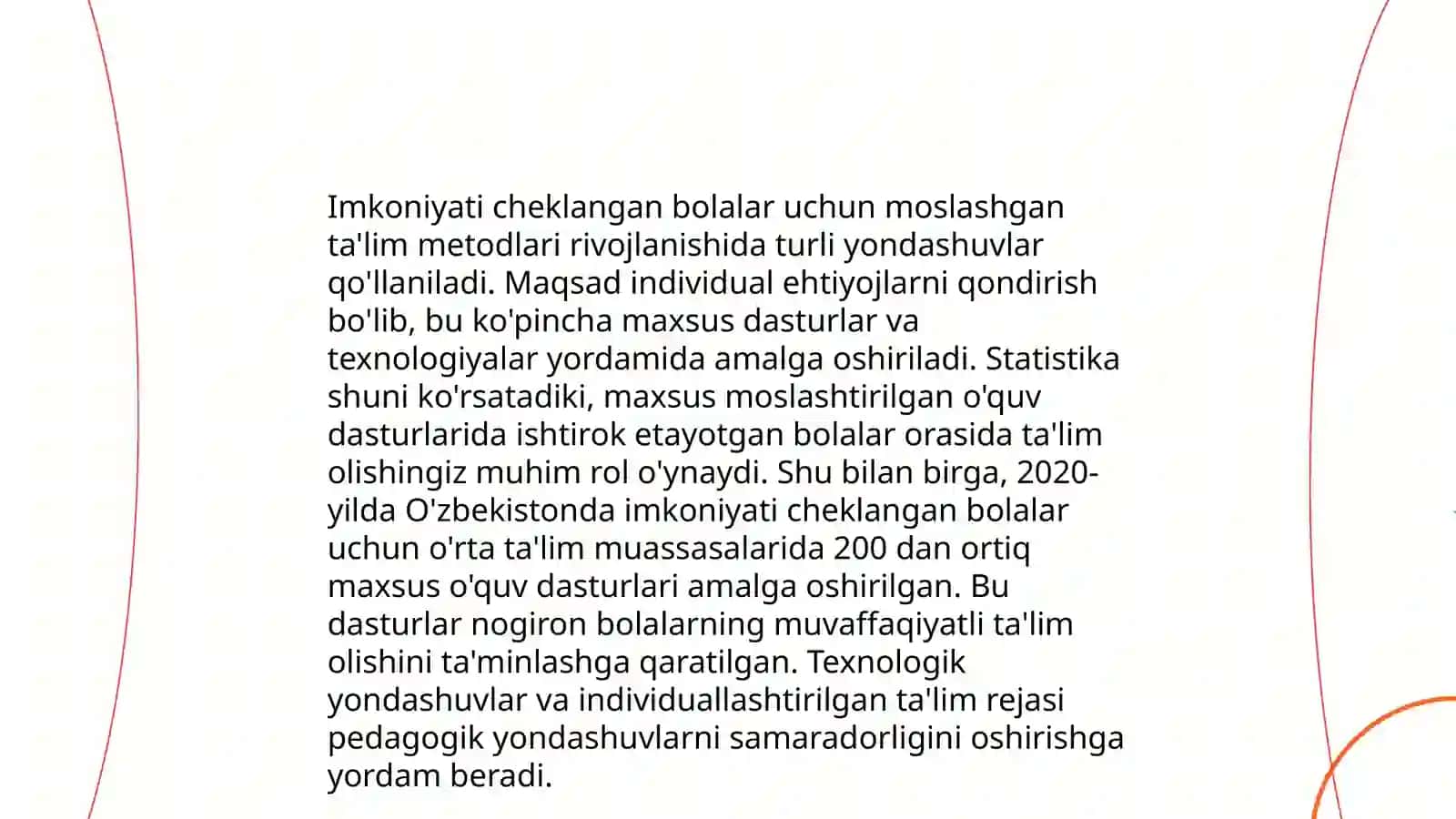 Imkoniyati cheklangan bolalarni o‘qitishda talim metodlari va vositalari talimni tashkil etish shakllari va turlari to‘g‘risida bilimlari berish 3