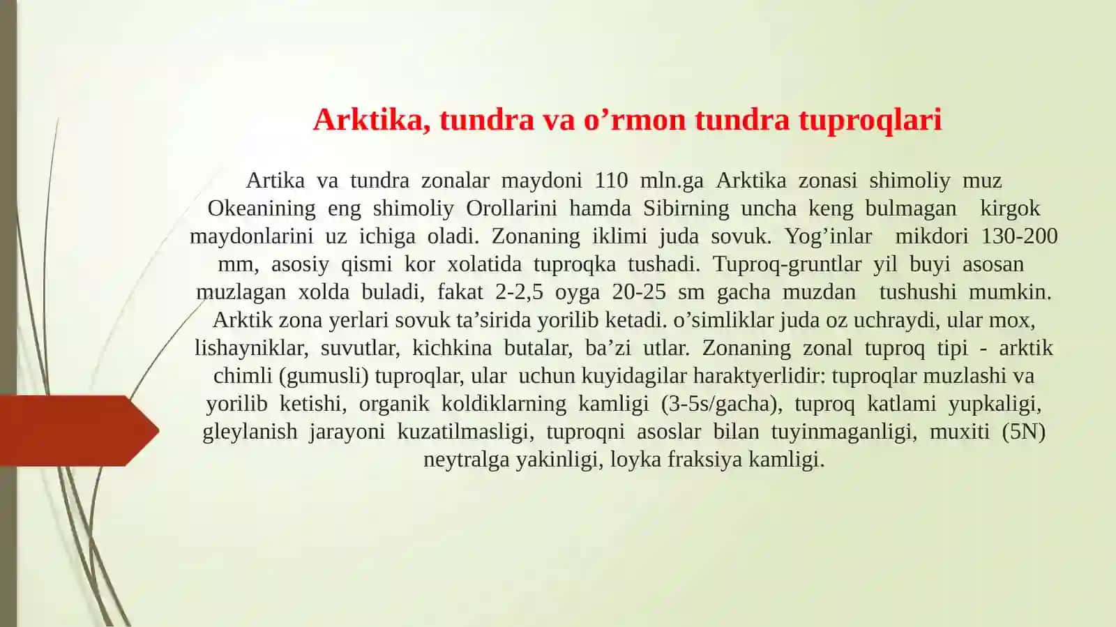 Arktika, tundra va o’rmon tundra tuproqlari 3