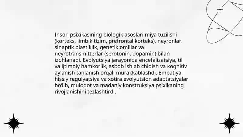 Odam psixikasining paydo boʻlishi va taraqqiyoti.ong turlarining psixologik tavsifi 3