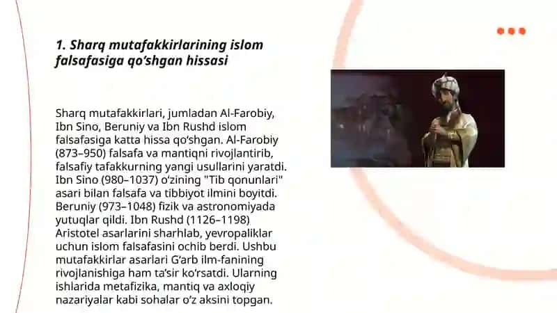 Sharq mutafakkirlarining islom sivilizatsiyasi rivojigaqo‘shgan hissalari! 3