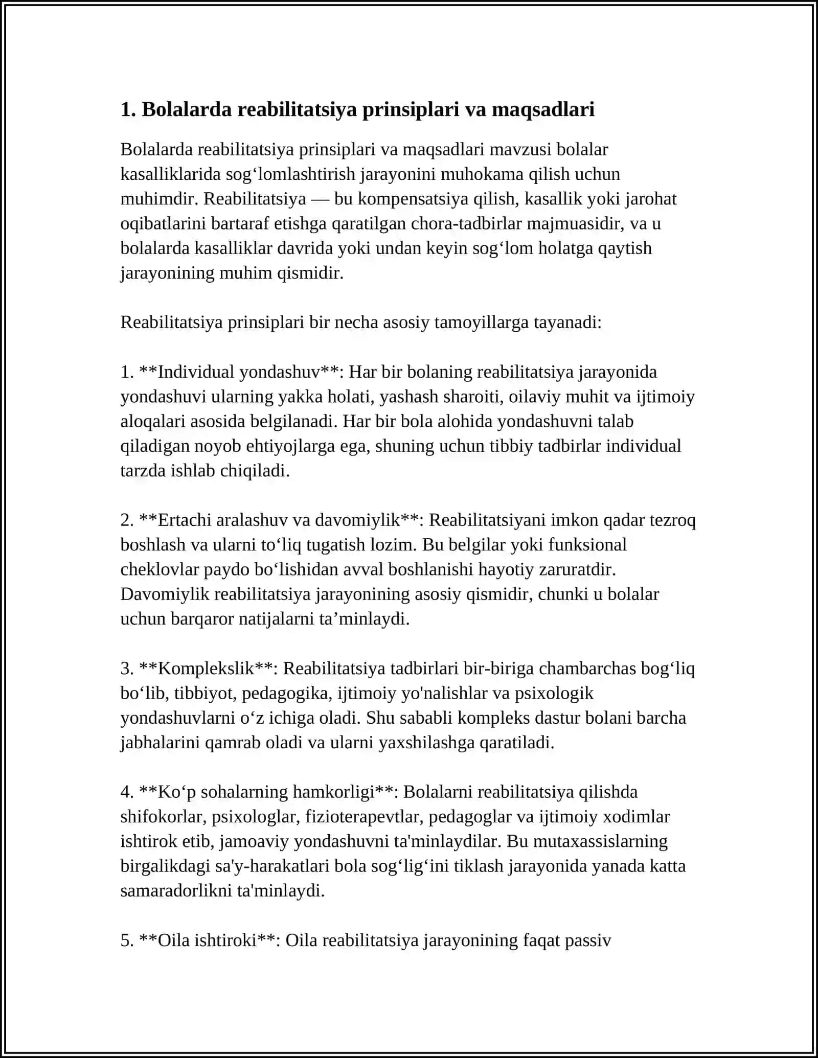 BOLALAR KASALLIKLARIDA REABILATSIYANI OLIB BORISH 3