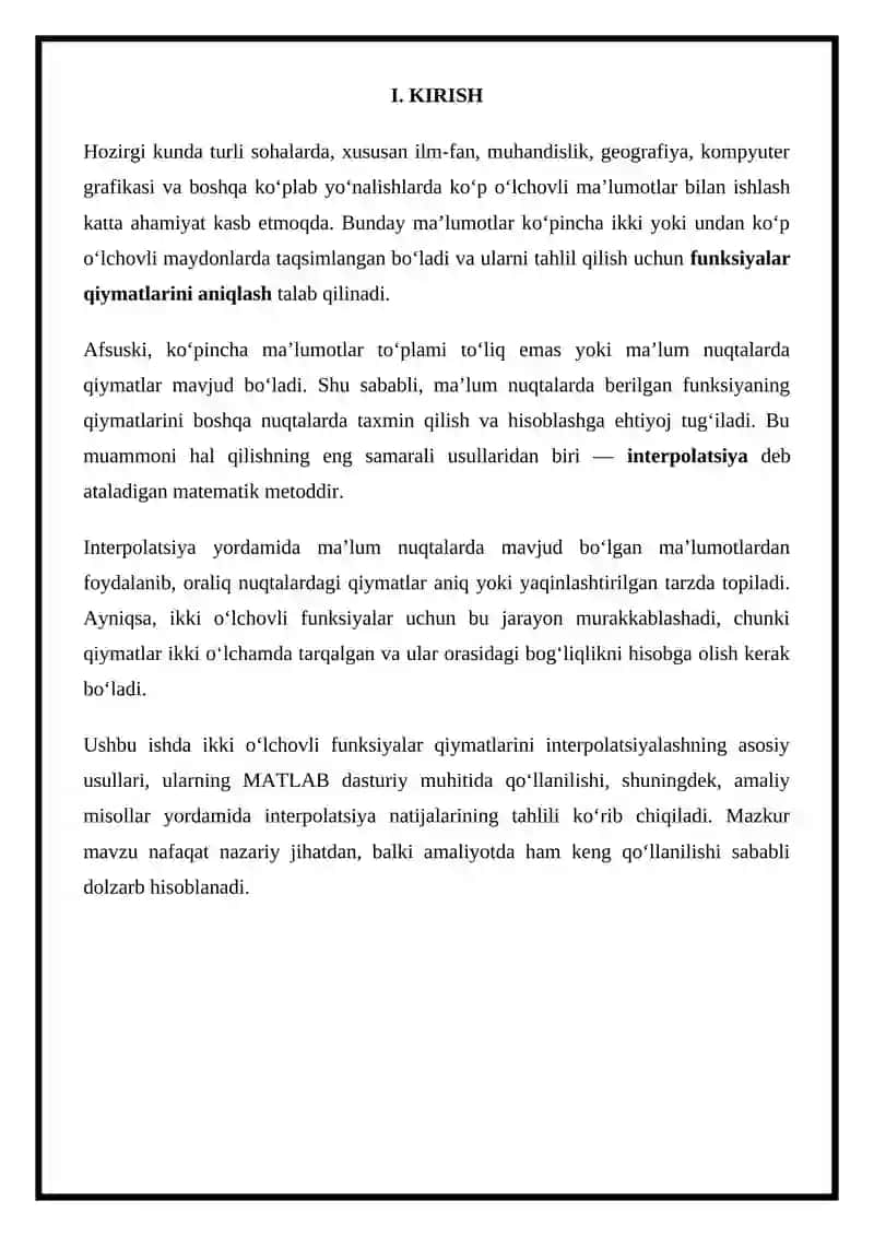 Ikki o'lchovli funksiyalar qiymatlarini interfaolyatsiyalash 3