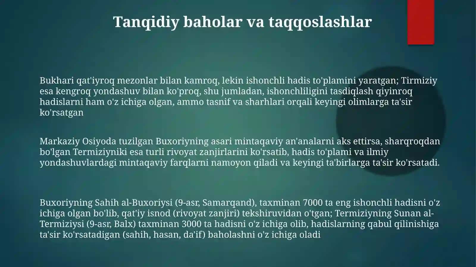 Imom Buxoriy va Termiziyning hadisilari 3