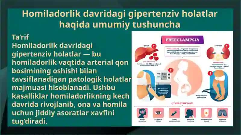 Homiladorlik davridagi gipertenziv holatlar. Preeklampsiya va eklampsiya 3