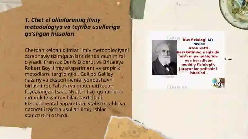 Chet el olimlarining tabiiy fanlarni shakillanishi va rivojlantirishiga qoʻshgan hissalari 3