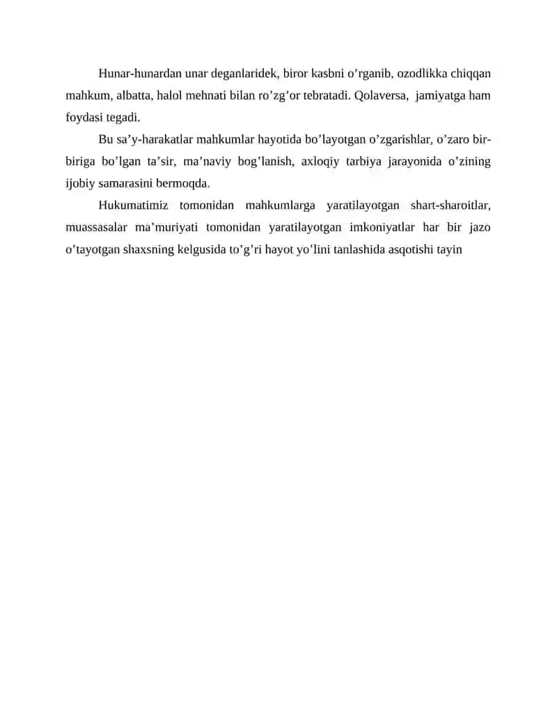 Mahkumlarni kasb-hunarga tarbiyalash.zodlikdan mahrum qilishga hukm qilingan shaxslarga tarbiyaviy ta'sir ko‘rsatish 3