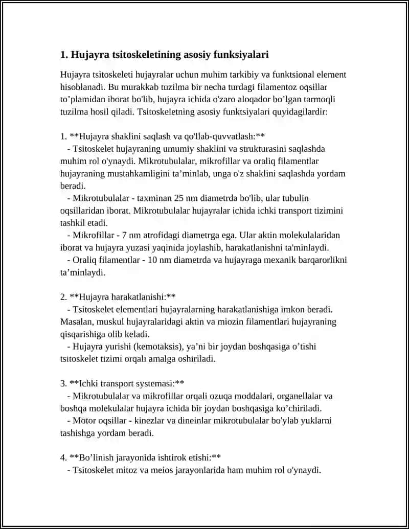 HUJAYRA SITOSKELETINING STRUKTURAVIY VA FUNKSIONAL TASHKIL ETILISHI 3
