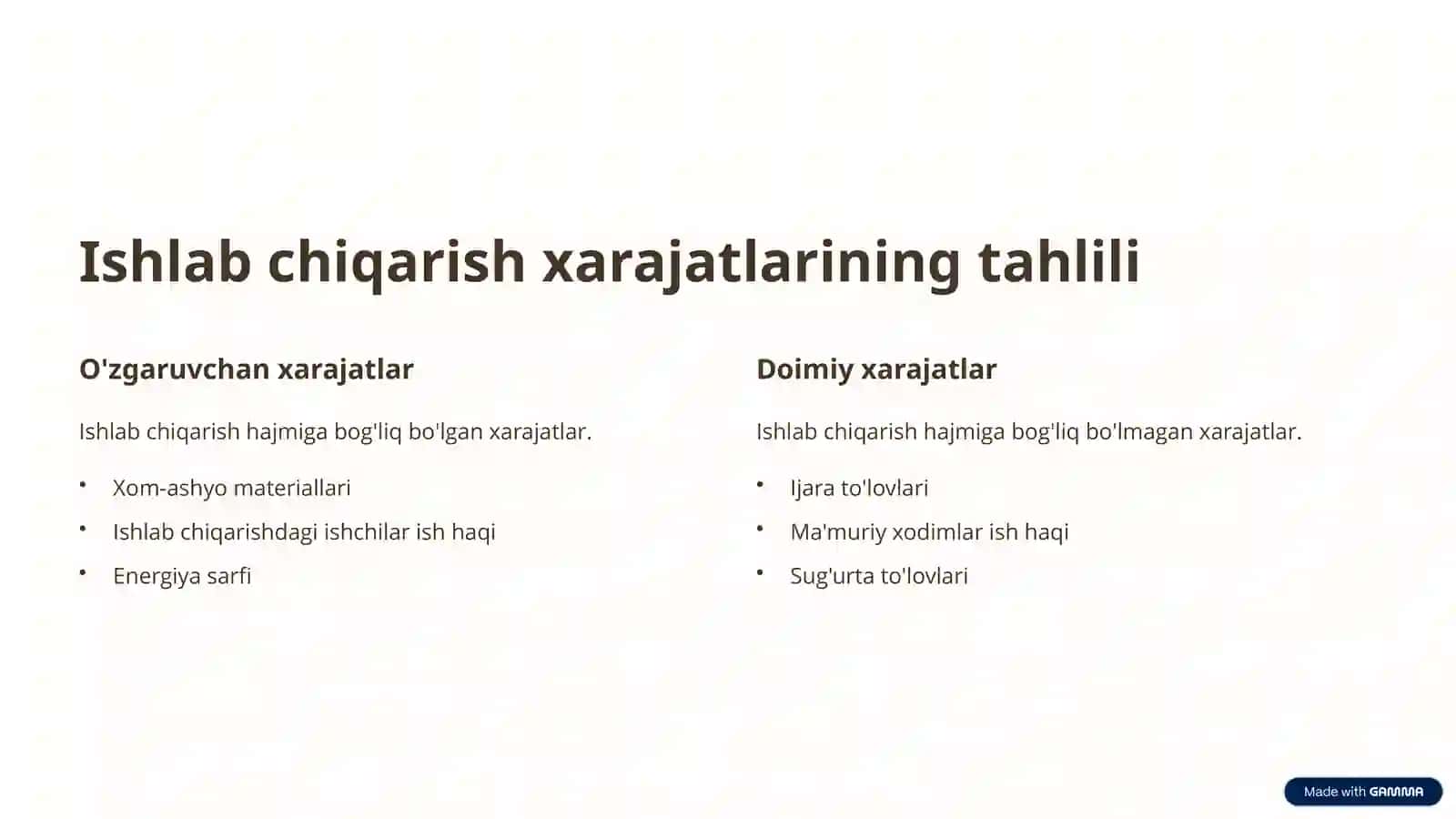 Mahsulot kritik hajmi va ishlab chiqarish leveridji tahlili PPT | Iqtisodiy tahlil prezentatsiya 3
