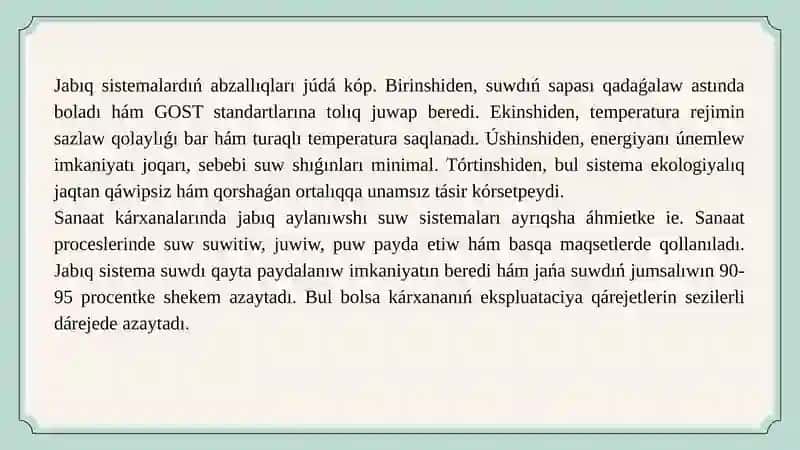 Jabıq aylanıwshı suw sistemaları 3