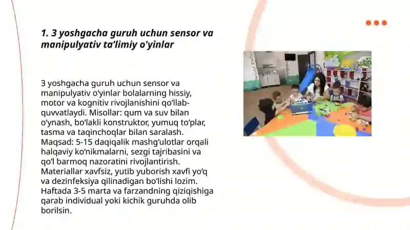 Maktabgacha yoshdagi bolalar uchun yosh guruhlari kesimida ta’limiy o'yinlar 3
