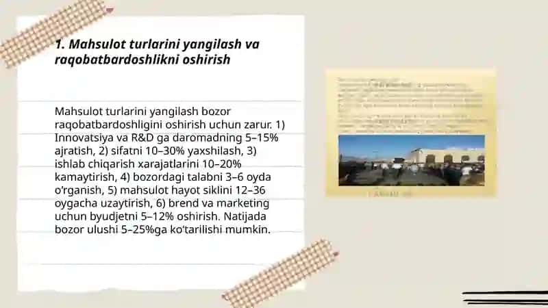 Bozor iqtisodiyoti sharoitida mahsulot turlarini yangilashning ahamiyati 3