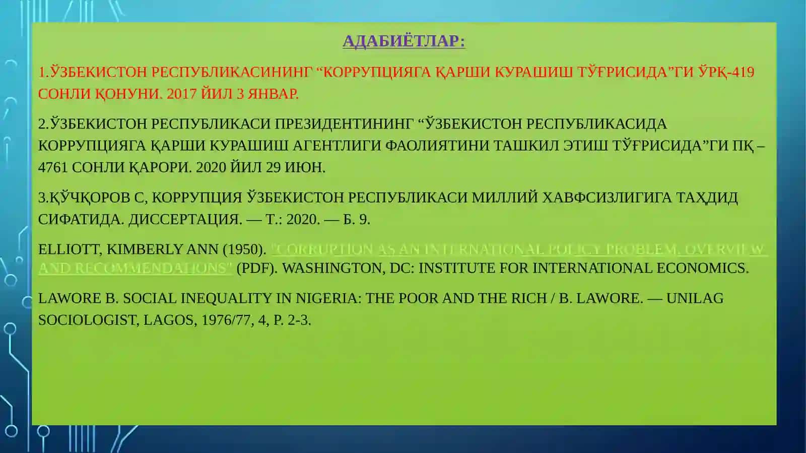 "Коррупцияга қарши курашнинг ижтимоий - Ҳуқуқий механизмлари" 3