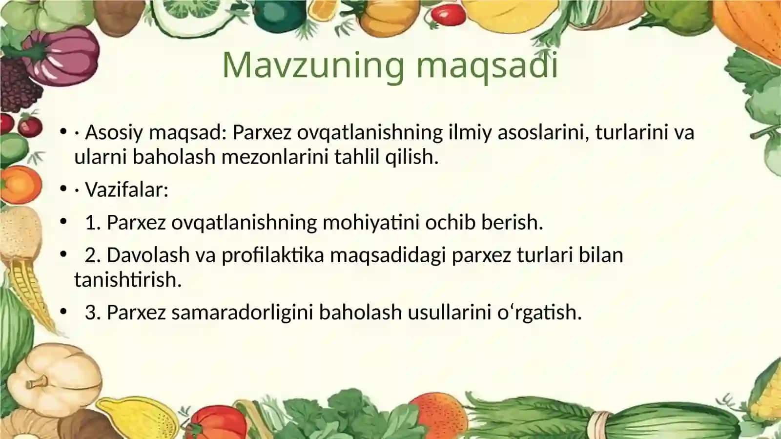 Parxez ovqatlanishni oʻrganish va unga baho berish 3