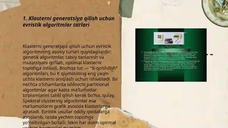 Klasterlarni generatsiya qilish uchun evrestik algoritmlardan foydalanish 3
