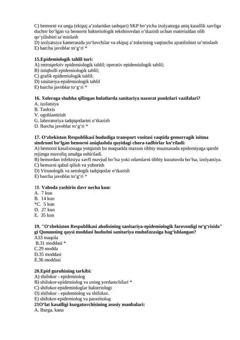 Karantin va o‘ta xavfli kasalliklariga karshi kurashish markazining vazifalari, ish faoliyati va epidemiyaga qarshi chora-tadbirlar rejasini o‘rganish 3