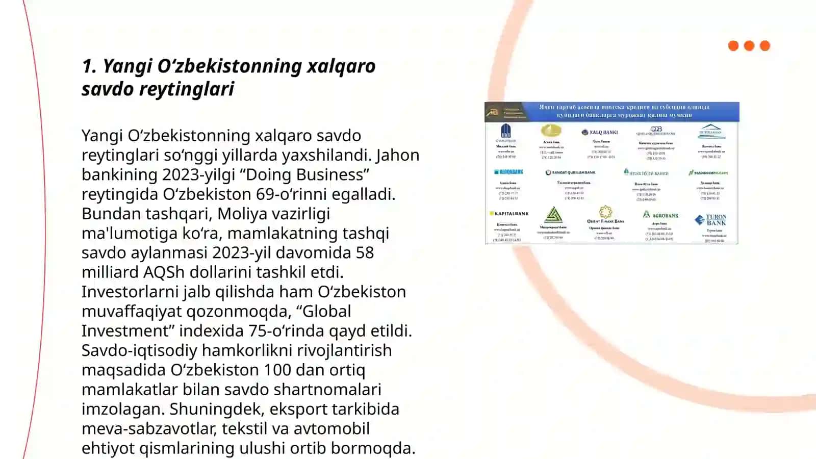 Yangi O‘zbekiston ijtimoiy-siyosiy, iqtisodiy va madaniy hayotida roʻy berayotgan oʻzgarishlarning xalqaro reyting va indekslarda aks etishi 3