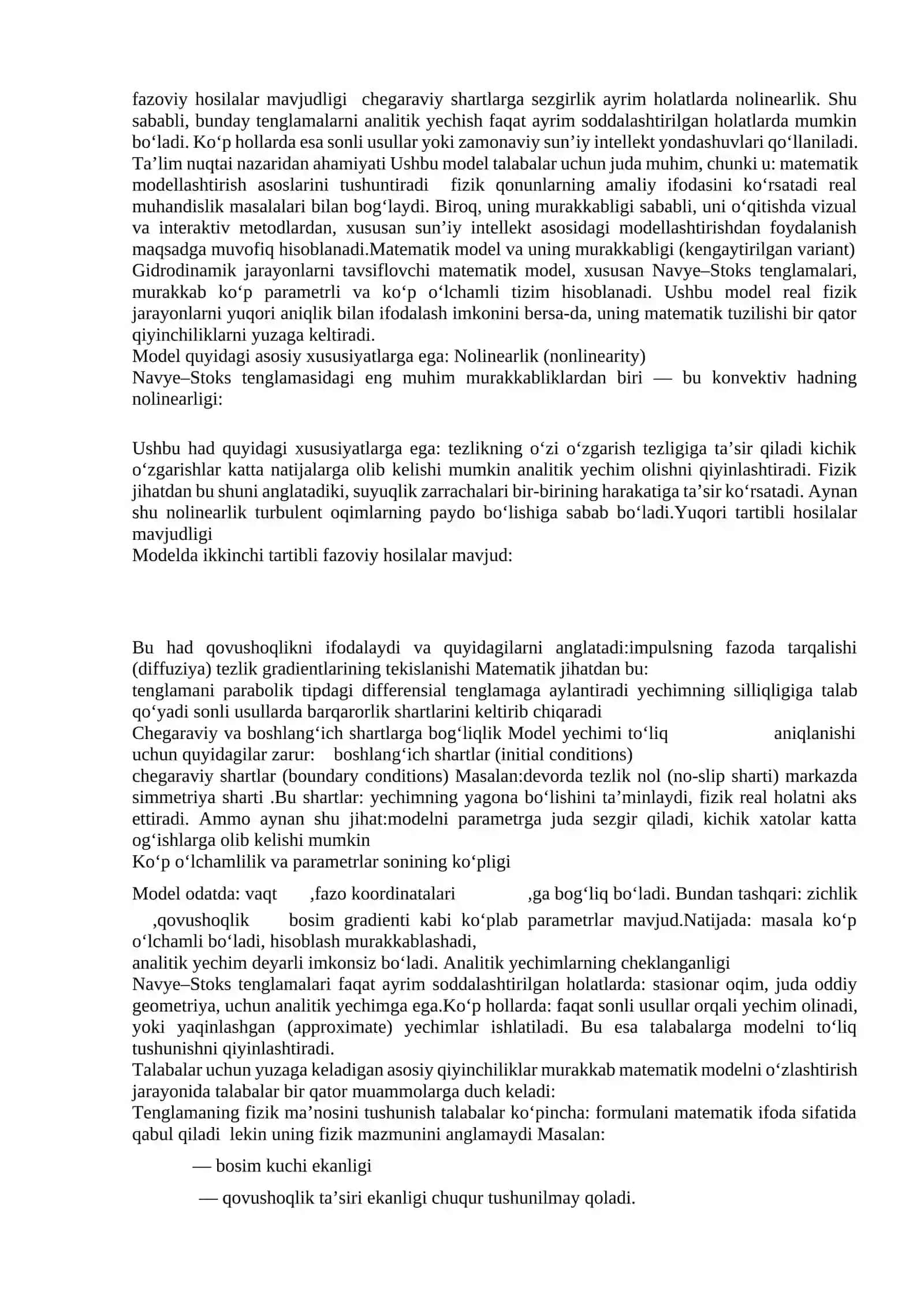 SUN’IY INTELLEKT ASOSIDA GIDRODINAMIK JARAYONLARNI MODELLASHTIRISHNI TA’LIM TIZIMIDA QO‘LLASH 3