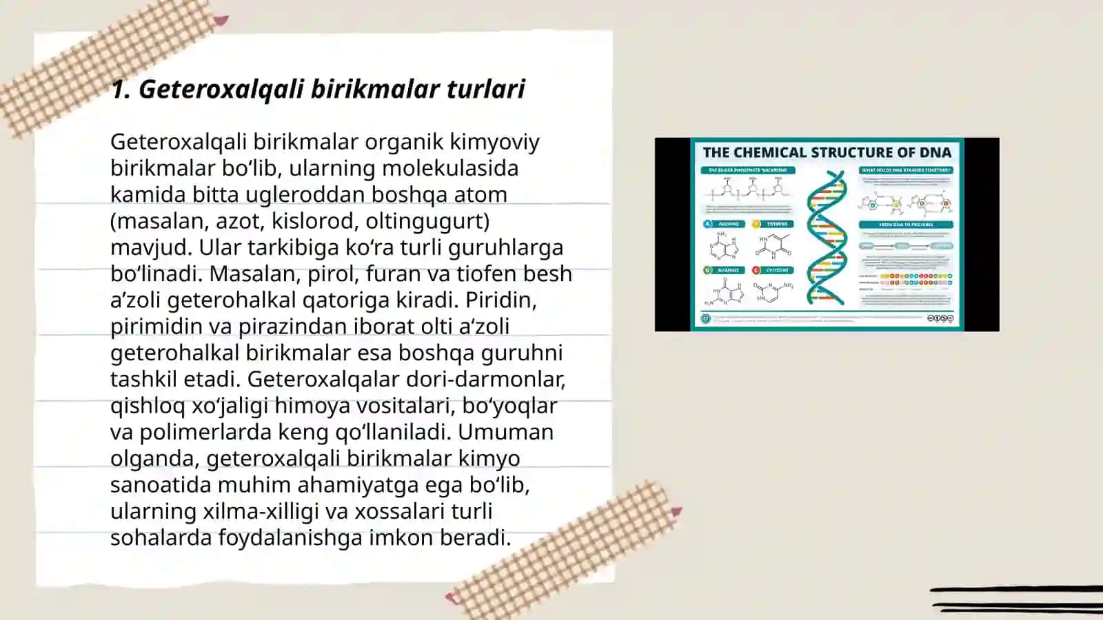 Geteroxalqali birikmalar sinflanishi, tuzilishi va fizik-kimyoviy xossalari 3