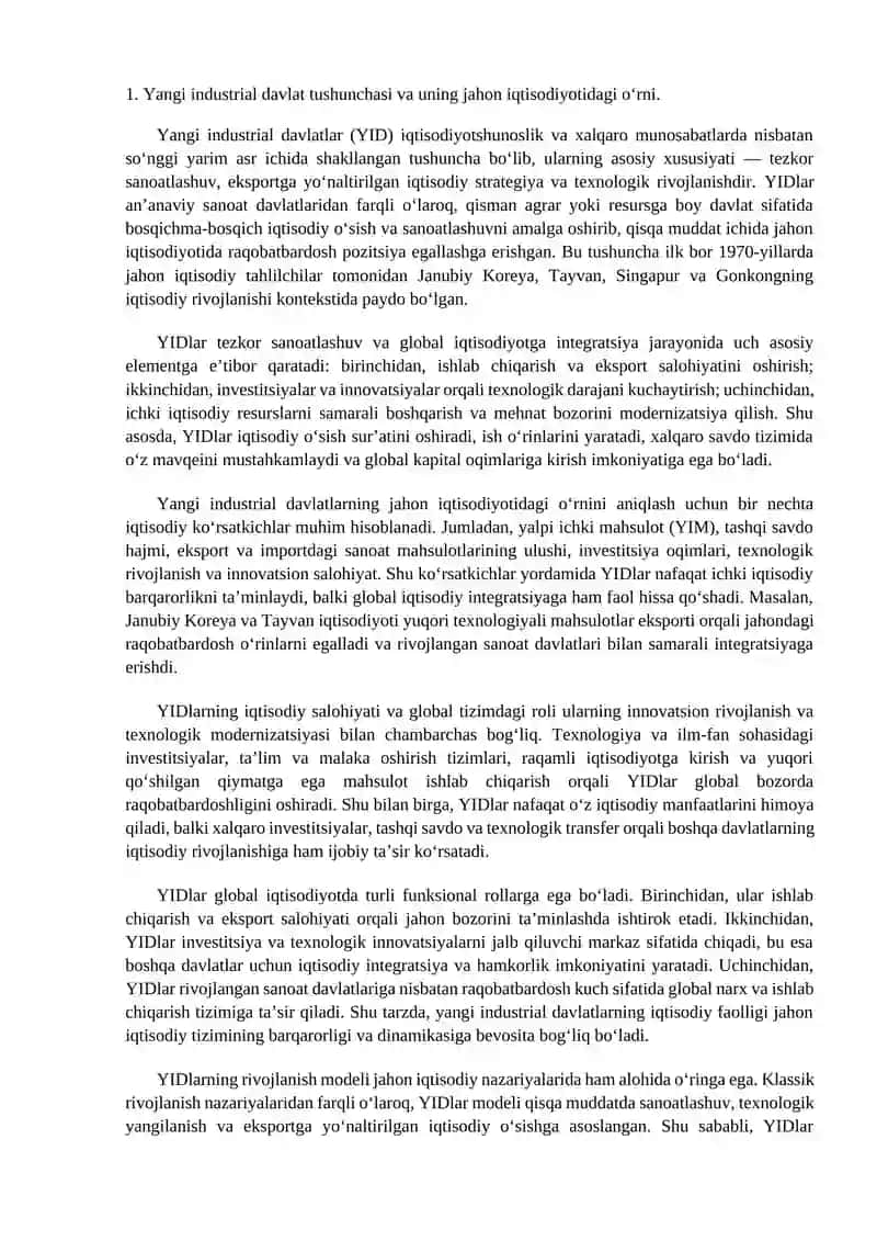 Yangi industrial davlatning iqtisodiy ko‘rsatkichlari va global tizimdagi ta’siri 3