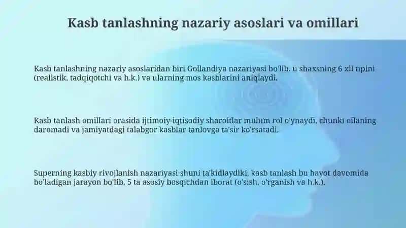Kasb tanlash va kasbiy rivojlanish 3